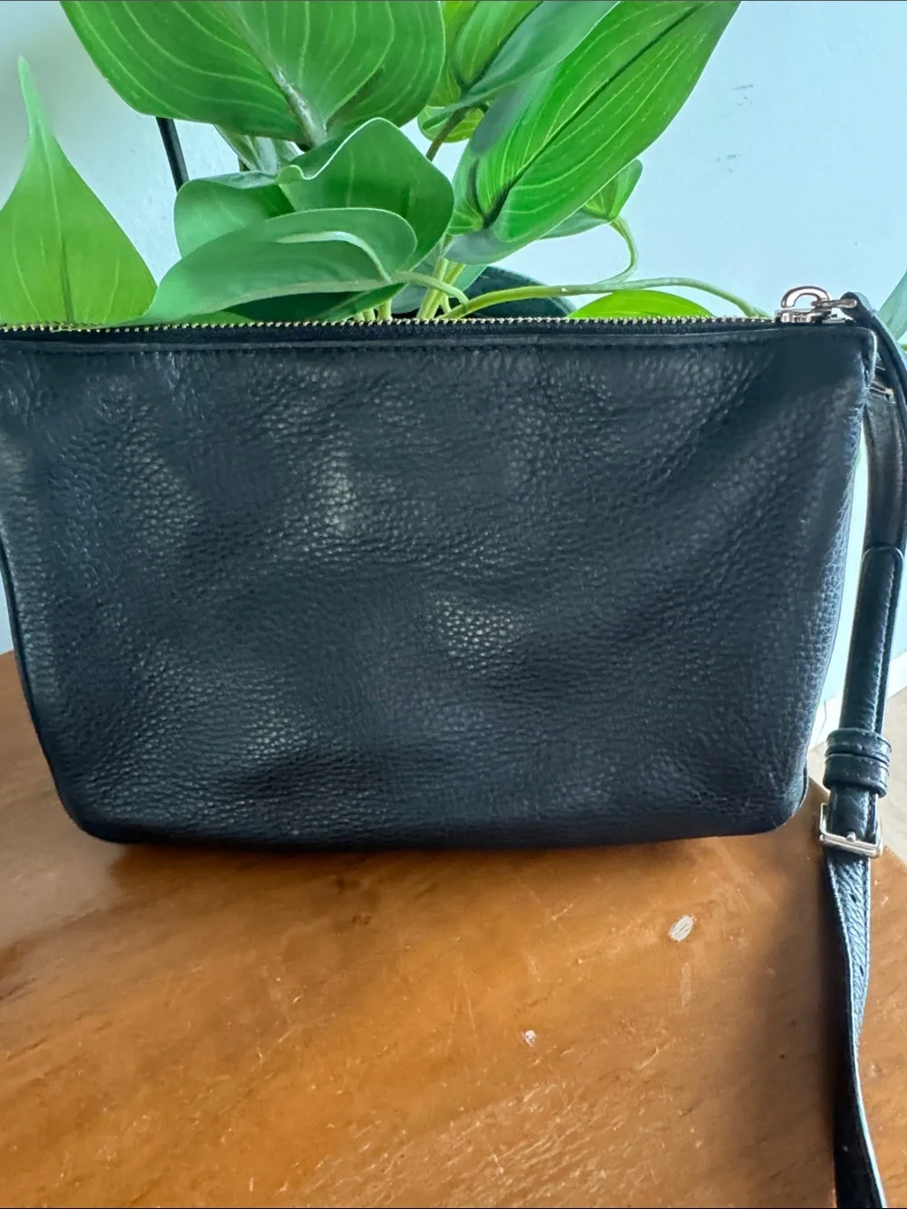 kate spade Black Pebbled Leather Crossbody Bag with Gold Logo